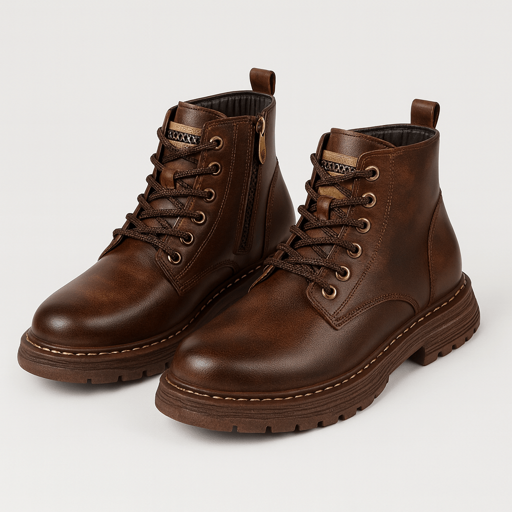 Soviska | Læder ankelstøvler med lynlås 0