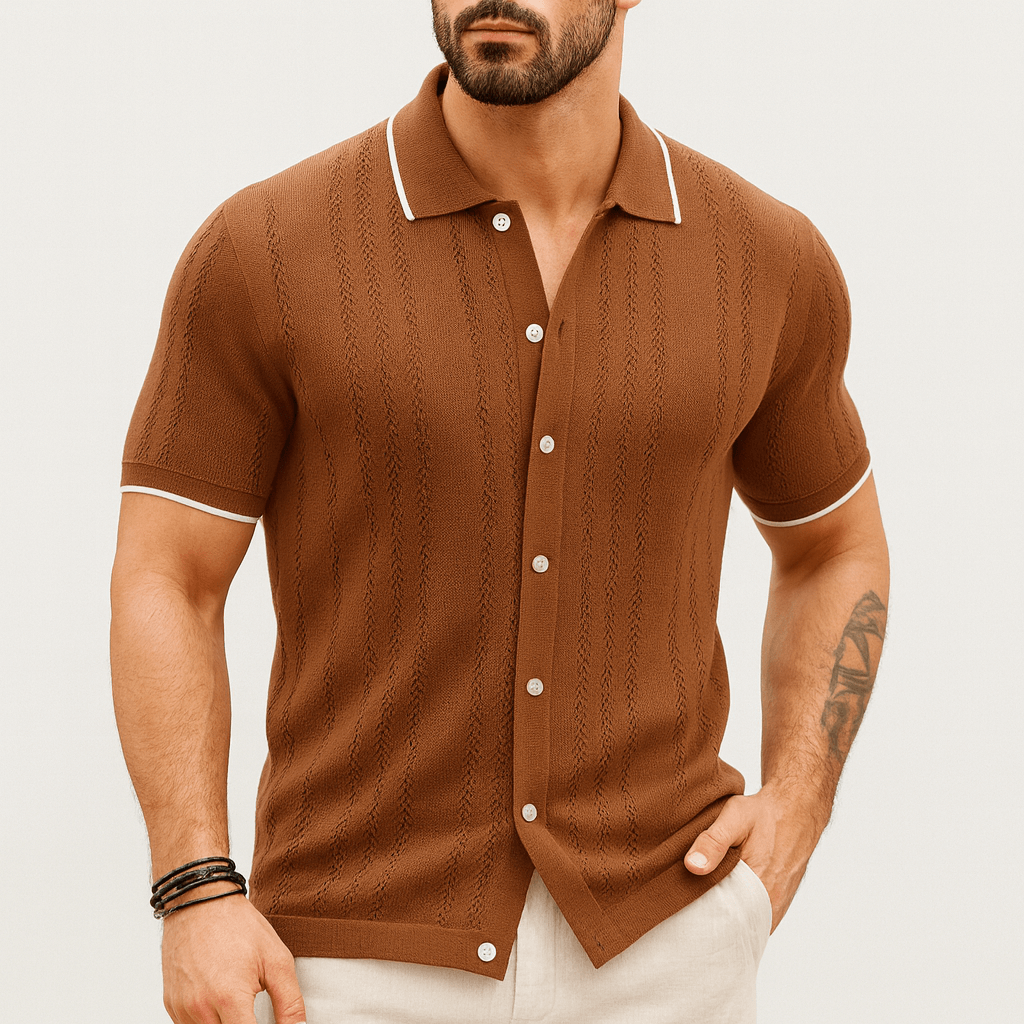 Soviska | Strikket poloshirt, klassisk snit, komfortabel halsudskæring 1