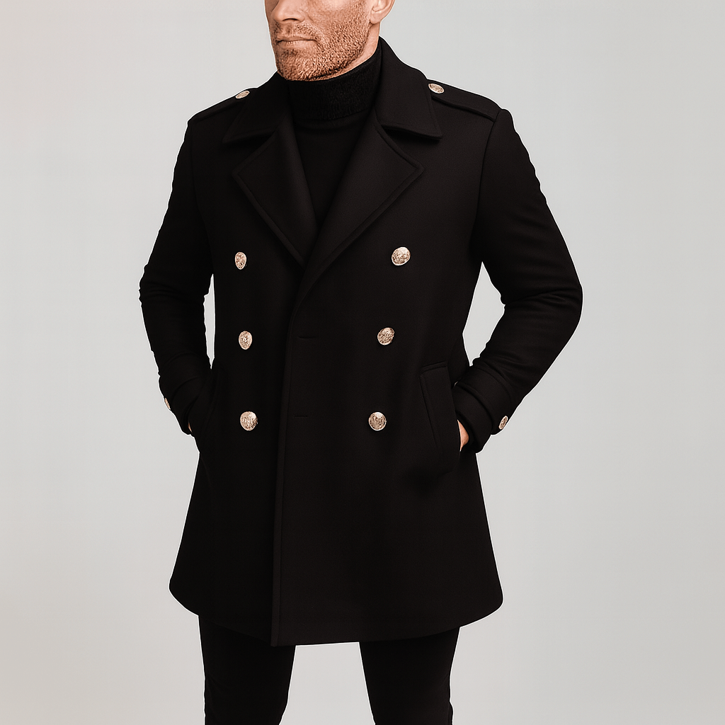 Trench coat nero a taglio slim